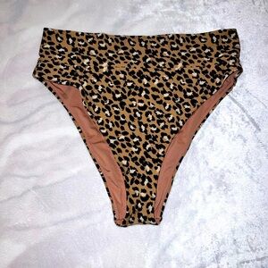 Aerie High Cut cheeky Swim Bottoms - Leopard, Large